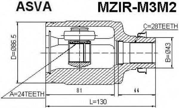 MAZDA GG28-25-500 Шарнірний комплект, приводний вал