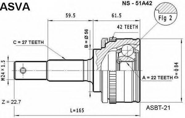 NISSAN 39101-72J27 Шарнірний комплект, приводний вал