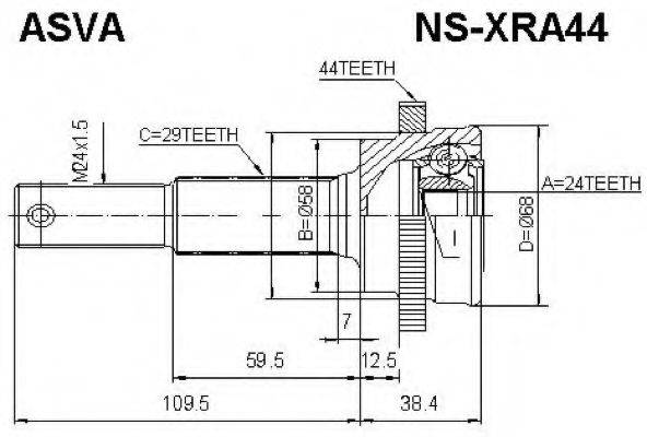 ASVA NSXRA44 Шарнірний комплект, приводний вал