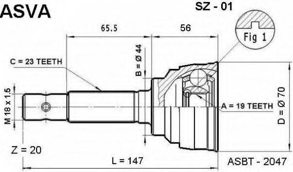 MAZDA A065-25-030A Шарнірний комплект, приводний вал