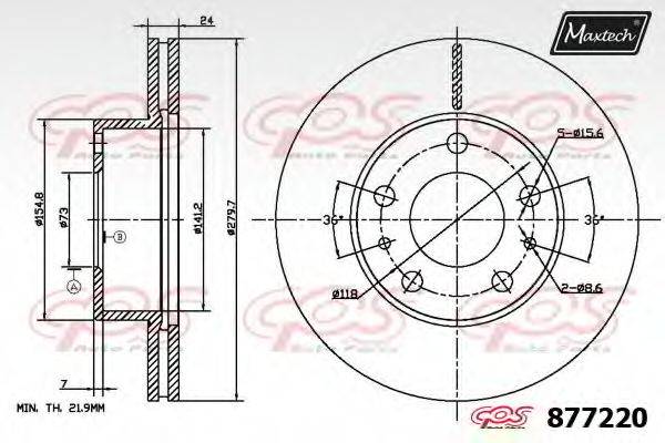 MAXTECH 8772206060 гальмівний диск