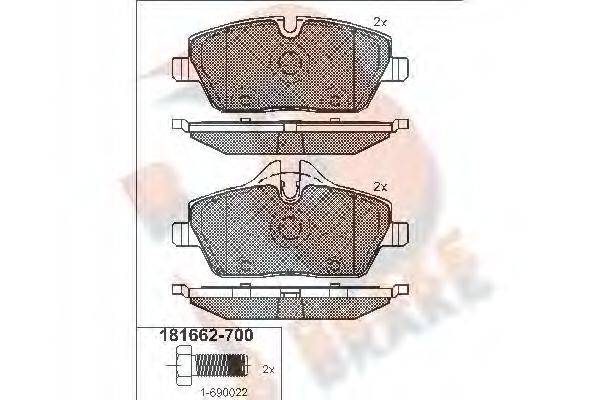 R BRAKE RB1662700 Комплект гальмівних колодок, дискове гальмо