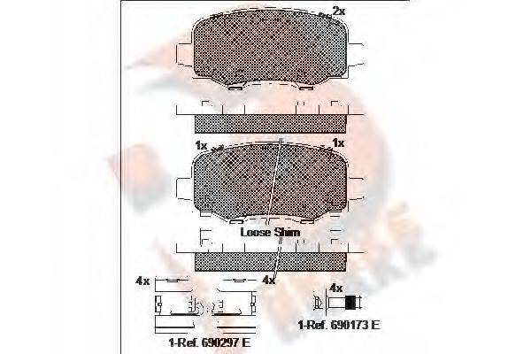 R BRAKE 22169 Комплект гальмівних колодок, дискове гальмо