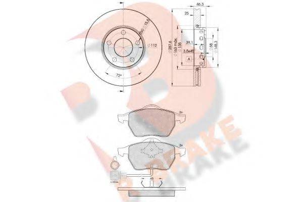 R BRAKE 3R08084063 Комплект гальм, дисковий гальмівний механізм
