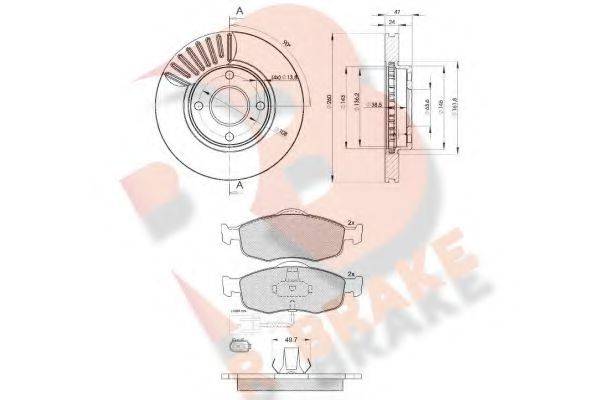 R BRAKE 23071 Комплект гальм, дисковий гальмівний механізм