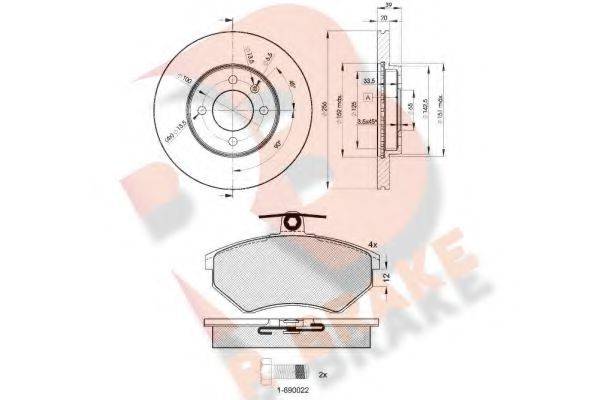 R BRAKE 20168 Комплект гальм, дисковий гальмівний механізм