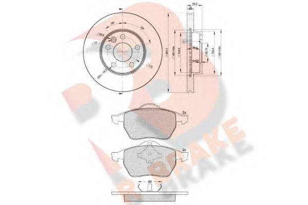 R BRAKE 3R11391093 Комплект гальм, дисковий гальмівний механізм