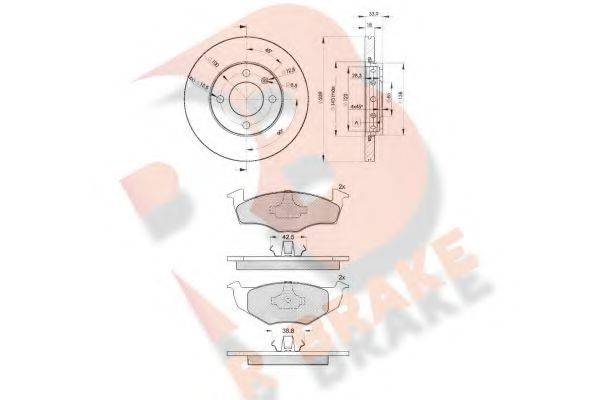 R BRAKE 3R11785303 Комплект гальм, дисковий гальмівний механізм
