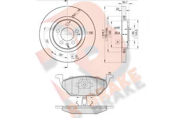 R BRAKE 3R11845603 Комплект гальм, дисковий гальмівний механізм