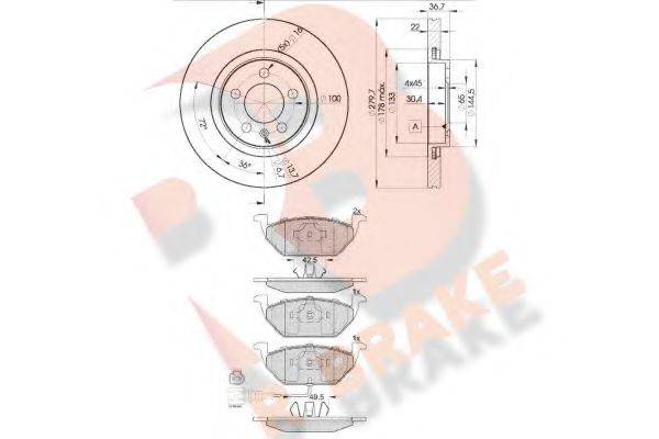 R BRAKE 3R13495603 Комплект гальм, дисковий гальмівний механізм