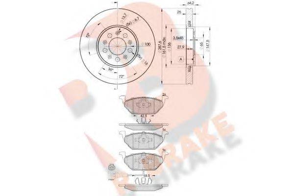 R BRAKE 3R13495604 Комплект гальм, дисковий гальмівний механізм