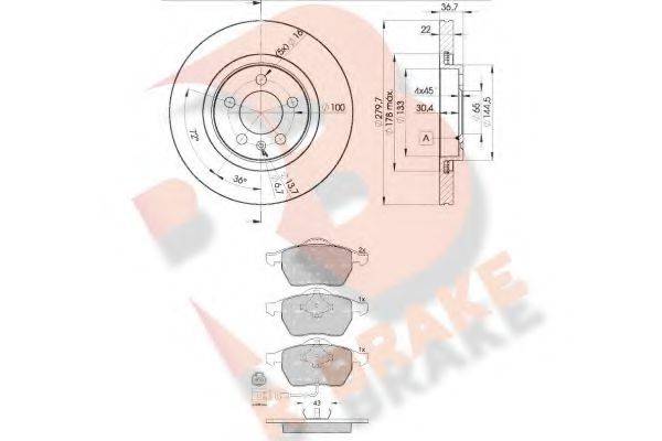R BRAKE 3R13965603 Комплект гальм, дисковий гальмівний механізм