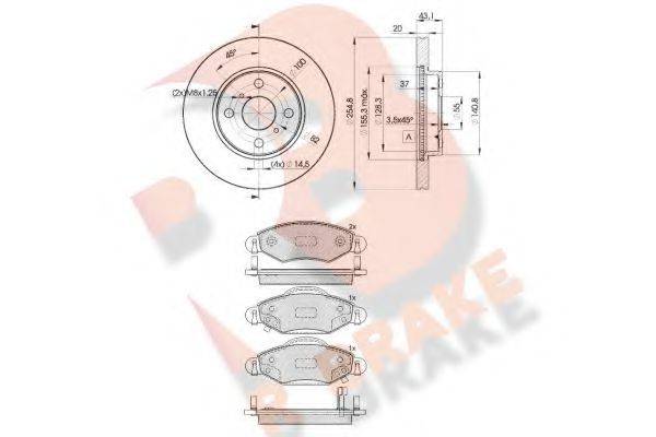 R BRAKE 23340 Комплект гальм, дисковий гальмівний механізм