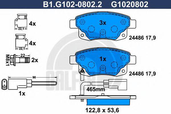 GALFER B1G10208022 Комплект гальмівних колодок, дискове гальмо