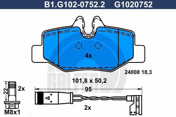 GALFER B1G10207522 Комплект гальмівних колодок, дискове гальмо