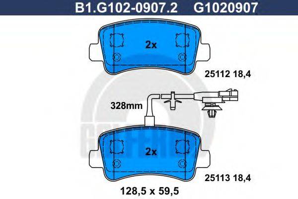 GALFER B1G10209072 Комплект гальмівних колодок, дискове гальмо