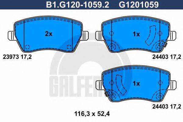 GALFER B1G12010592 Комплект гальмівних колодок, дискове гальмо