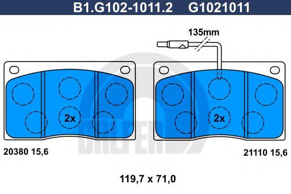 GALFER 21110 Комплект гальмівних колодок, дискове гальмо