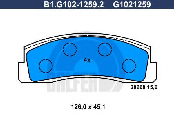 GALFER B1G10212592 Комплект гальмівних колодок, дискове гальмо