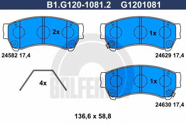 GALFER B1G12010812 Комплект гальмівних колодок, дискове гальмо