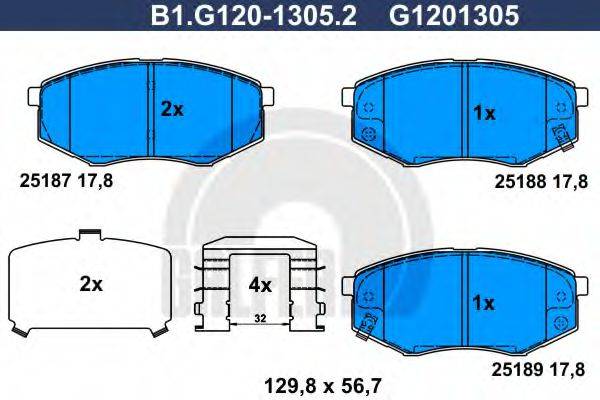 GALFER 25188 Комплект гальмівних колодок, дискове гальмо