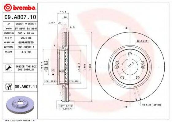BREMBO 09A80710 гальмівний диск