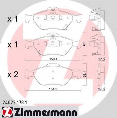 ZIMMERMANN 24023 Комплект гальмівних колодок, дискове гальмо
