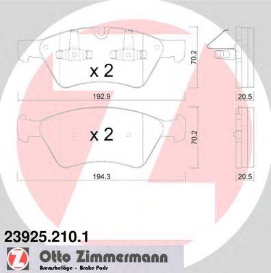 ZIMMERMANN 23922 Комплект гальмівних колодок, дискове гальмо
