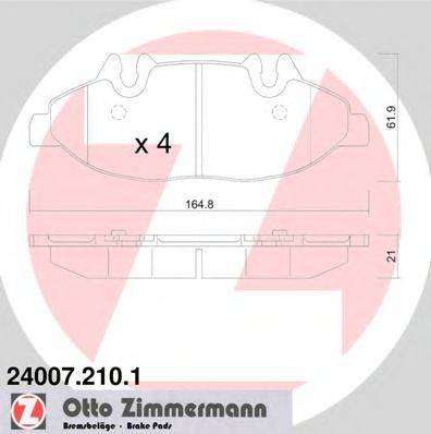 ZIMMERMANN 240072101 Комплект гальмівних колодок, дискове гальмо