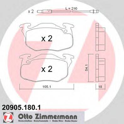 ZIMMERMANN 209051801 Комплект гальмівних колодок, дискове гальмо