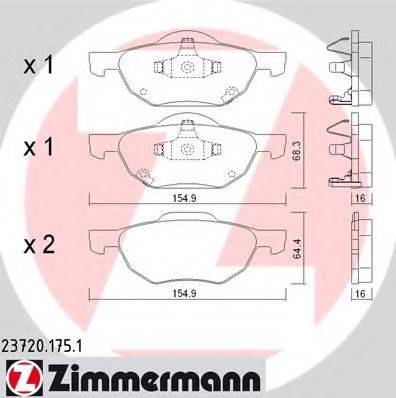 ZIMMERMANN 23720 Комплект гальмівних колодок, дискове гальмо