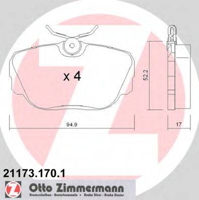 ZIMMERMANN 211731701 Комплект гальмівних колодок, дискове гальмо
