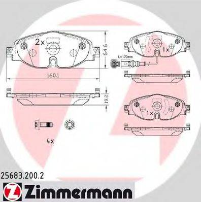 ZIMMERMANN 25086 Комплект гальмівних колодок, дискове гальмо