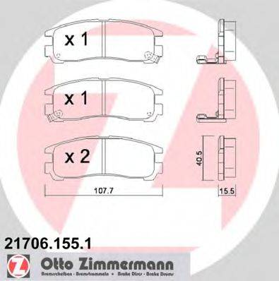 ZIMMERMANN 21707 Комплект гальмівних колодок, дискове гальмо