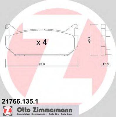 ZIMMERMANN 21766 Комплект гальмівних колодок, дискове гальмо
