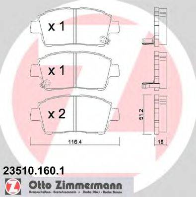 ZIMMERMANN 23512 Комплект гальмівних колодок, дискове гальмо
