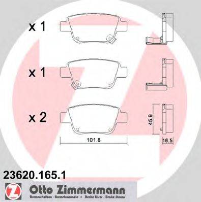 ZIMMERMANN 23620 Комплект гальмівних колодок, дискове гальмо