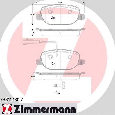 ZIMMERMANN 238111802 Комплект гальмівних колодок, дискове гальмо