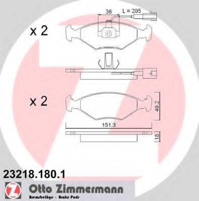 ZIMMERMANN 232181801 Комплект гальмівних колодок, дискове гальмо