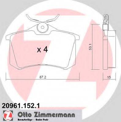 ZIMMERMANN 209611521 Комплект гальмівних колодок, дискове гальмо