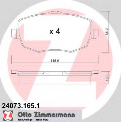 ZIMMERMANN 24073 Комплект гальмівних колодок, дискове гальмо