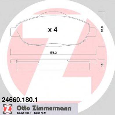 ZIMMERMANN 24660 Комплект гальмівних колодок, дискове гальмо