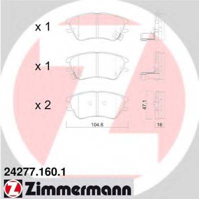 ZIMMERMANN 242771601 Комплект гальмівних колодок, дискове гальмо