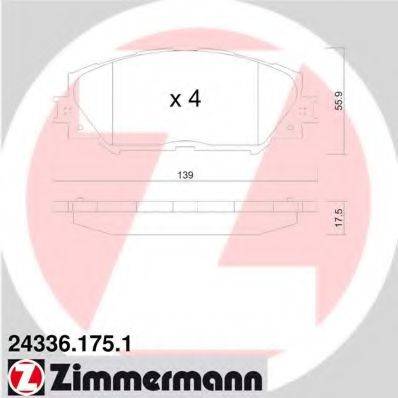 ZIMMERMANN 24336 Комплект гальмівних колодок, дискове гальмо