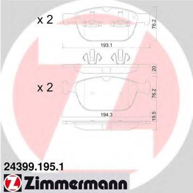 ZIMMERMANN 24875 Комплект гальмівних колодок, дискове гальмо