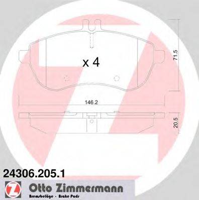ZIMMERMANN 24306 Комплект гальмівних колодок, дискове гальмо