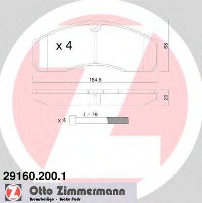 ZIMMERMANN 291602001 Комплект гальмівних колодок, дискове гальмо