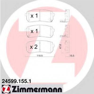 ZIMMERMANN 24599 Комплект гальмівних колодок, дискове гальмо