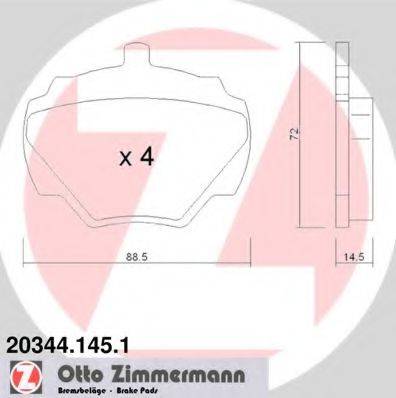 ZIMMERMANN 203441451 Комплект гальмівних колодок, дискове гальмо