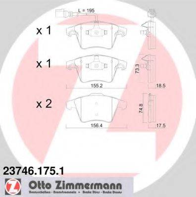 ZIMMERMANN 23749 Комплект гальмівних колодок, дискове гальмо